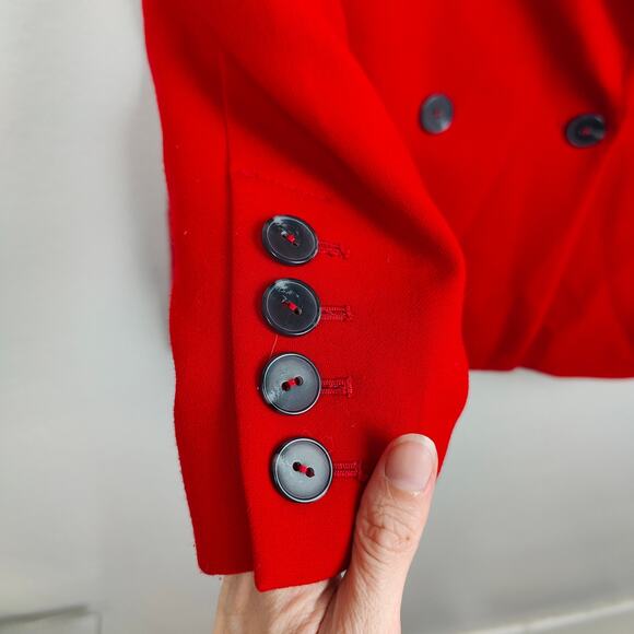 Anthropologie Maeve Double‎ Breasted Blazer Women 4 Red Oversized Preppy Boho - Picture 4 of 11